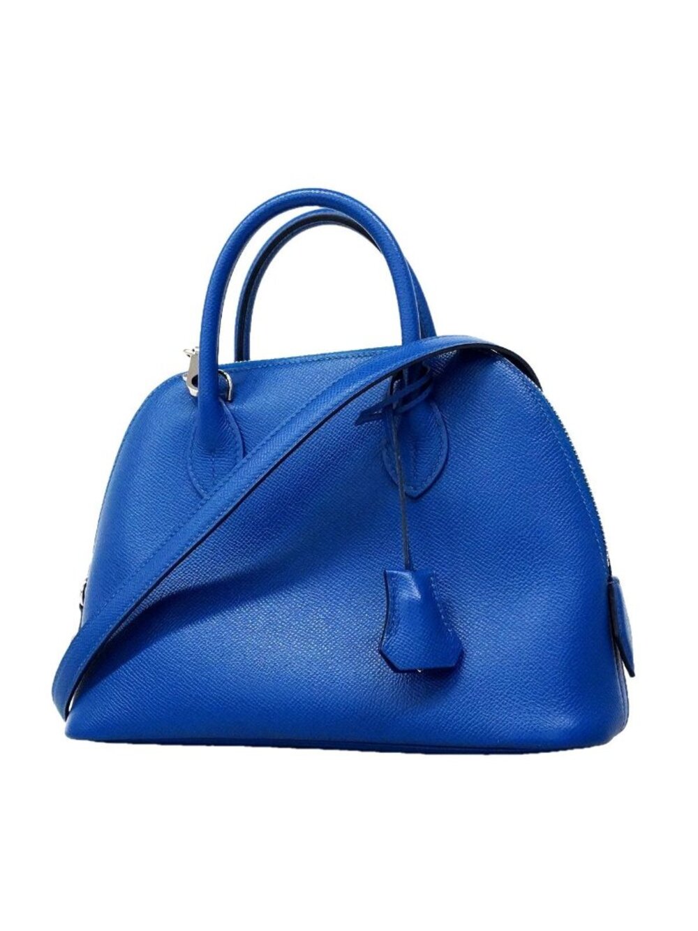 Hermes Handbag Bolide 1923 25 Veau Epsom Blue France Silver 2-Way Bag